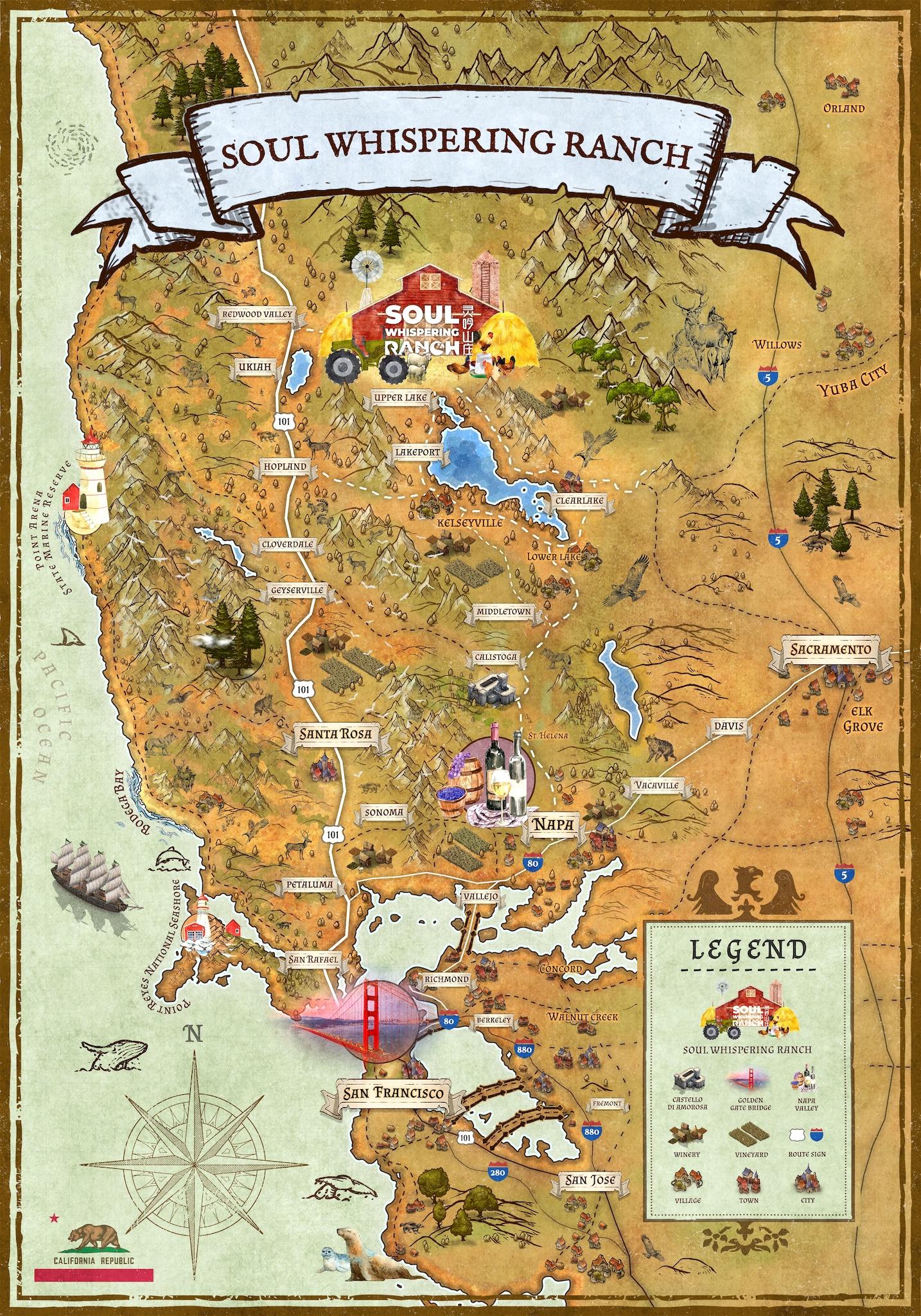 North California Map Soul Whispering Ranch